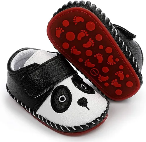 Vista 4 de HsdsBebe Baby Boys Girls Pu Leather Hard Bottom Walking Sneakers Toddler Rubber Sole First Walkers Infant Cartoon Slippers Crib Shoes