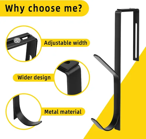 Vista 4 de Wehhbtye Ganchos Dobles Ajustables para Abrigos, Gancho Grueso para Abrigos de Pared de Cubículo, Gancho Doble de Metal Sobre el Panel Ajustable