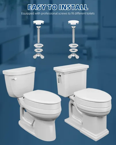 Vista 6 de Elevadores de asiento de inodoro, asiento elevado de inodoro de 3 pulgadas, resistente, nunca se afloja, cierre suave, fácil de instalar y limpiar