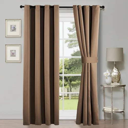 Vista 18 de HESTIN Juego de cortinas opacas de 4 piezas (incluye 2 paneles y 2 alzapaños), cortinas opacas con aislamiento térmico sólido con ojales