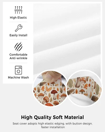 Vista 5 de Funda para silla de oficina, diseño de hongos, diseño de hojas de otoño, protector y elástico, universal, giratorio, 2 piezas, para silla