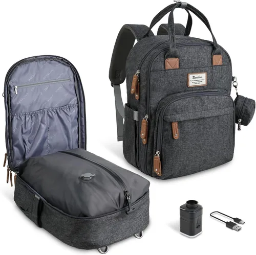 Vista 17 de RUVALINO Mochila para Pañales - Bolsa de Bebé Expandible con hasta 50% Más de Capacidad - Bolsa de Artículos Esenciales para Bebé con Cambiador