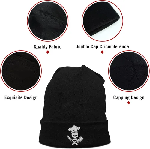Vista 4 de Negi Gorro de punto con diseño de calavera para hombre y mujer, calavera 11