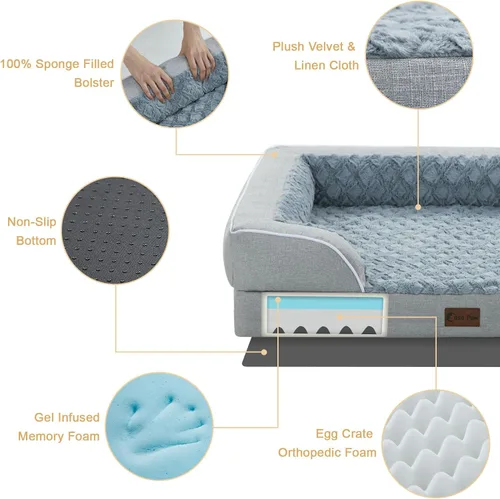 Vista 55 de Camas ortopédicas para perros grandes, cama de espuma viscoelástica impermeable para mascotas grandes con lados 89x56 cm, sofá para perros grandes