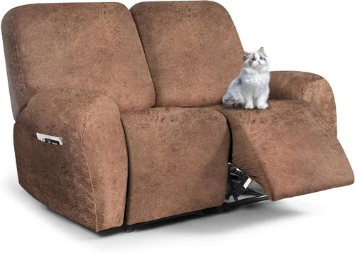 Vista 33 de ANARACHON Fundas para sillas reclinables con aspecto de cuero, funda elástica de 4 piezas, funda suave para silla reclinable, protector de muebles