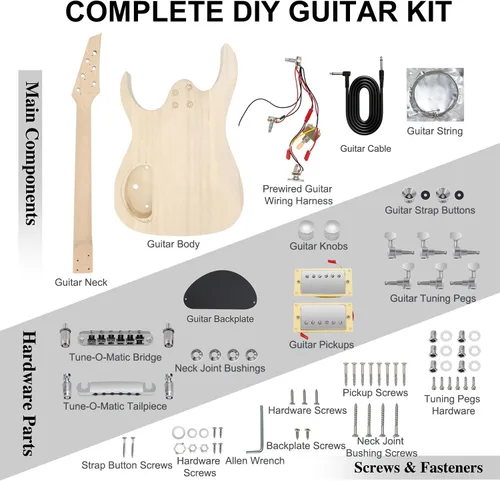 Vista 2 de Kit de guitarra para principiantes, cuerpo de tilo con tapa