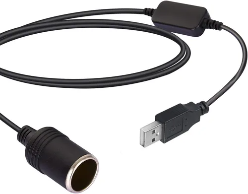 Vista 2 de Apoi USB A macho a 12 V encendedor de cigarrillos de coche hembra convertidor inversor de cable elevador para encendedores, grabadora de conducción