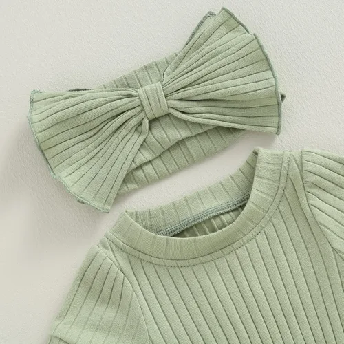 Vista 33 de Traje de verano para niña pequeña, de manga corta, acanalado, overol liso, pantalones cortos, ropa para recién nacidos