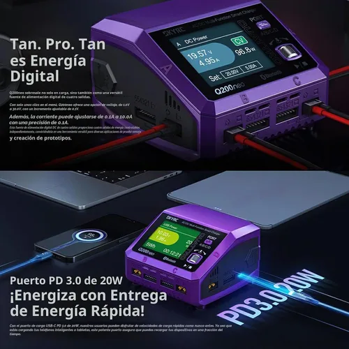 Vista 4 de Cargador inteligente multifunción GoolRC Q200neo AC/DC, cargador de batería Lipo