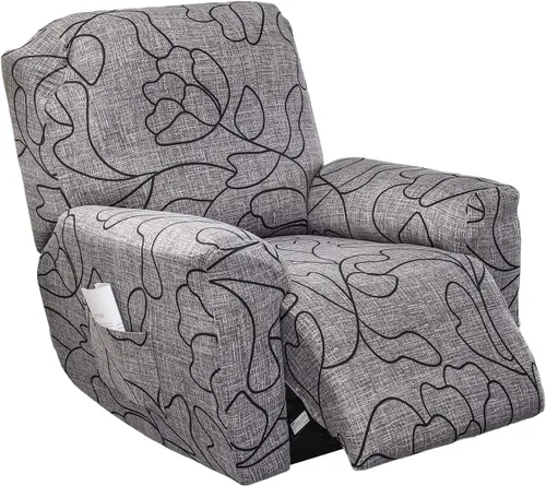 Vista 13 de KRFOONN Fundas elásticas para sillón reclinable con estampado, fundas para sillas reclinables de 4 piezas, fundas para sillón reclinable Lazy Boy