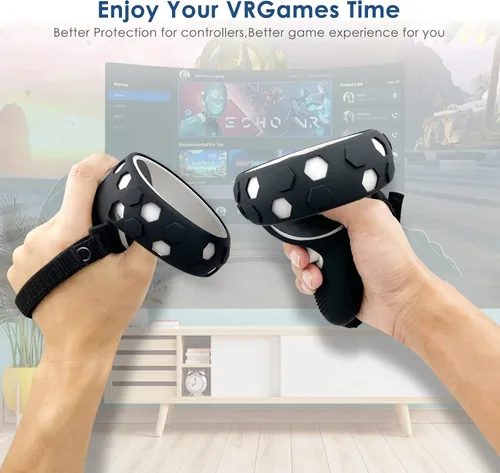 Vista 5 de VR Silicone Accessories for Oculus Quest 2, VR Controller Grip Cover, Silicone Face Cover, Protective Lens Cover, Anti-Throw Protector with