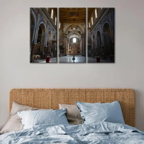 Vista 2 de TUMOVO Decoración de pared de iglesia cristiana de 3 paneles, imágenes de la resurrección de Jesús para sala de estar, dormitorio, cocina