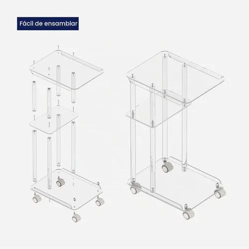 Vista 7 de HMYHUM Mesa de acrílico en forma de C con ruedas, mesa auxiliar transparente para sofá, sala de estar, dormitorio, mesa deslizante debajo del sofá