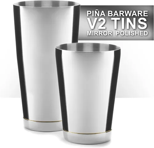 Vista 3 de Set de Coctelera Boston de Acero Inoxidable Piña Barware para Bar Comercial - 800 ml y 500 ml / Acabado Cepillo (V2-1 Par)