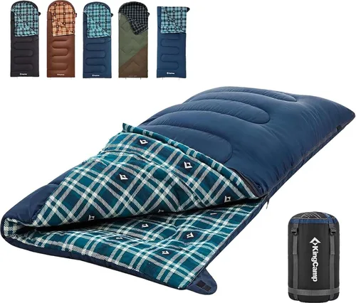 Vista 16 de KingCamp Sleeping Bag for Adults, Cold Weather & Warm XL Big and Tall Flannel Sleeping Bags with Compression Sack Portable Waterproof Essentials