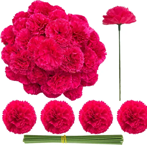 Vista 14 de Cabezas de flores de caléndula a granel, 50 unidades, flores artificiales de caléndula de seda para decoración del hogar, Diwali, corona