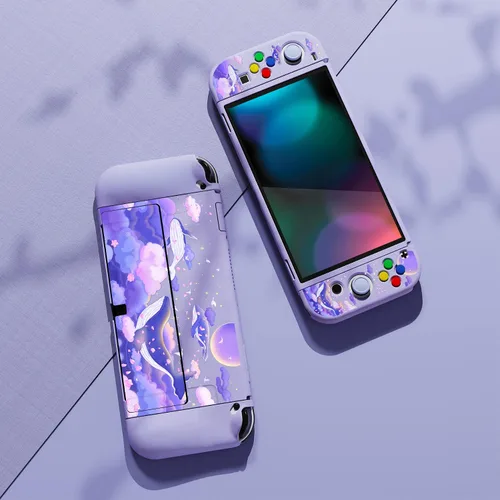 Vista 4 de PlayVital ZealProtect - Funda protectora suave para Nintendo Switch OLED, protector flexible Joycon Grip Cover para Nintendo Switch OLED