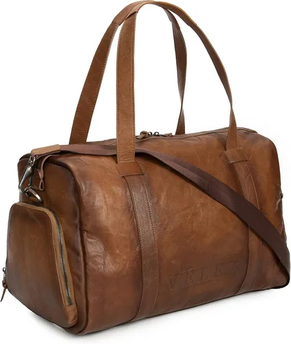 Vista 3 de VELEZ Mochila de cuero de grano superior para hombre + bolsa de fin de semana con compartimento para zapatos, Velez Mochila de cuero para hombre +