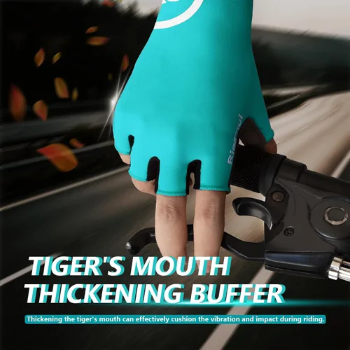 Vista 2 de Guantes de ciclismo para hombres y mujeres, guantes de ciclismo sin dedos, antideslizantes, 0.197 in, acolchados, absorben los golpes, transpirables