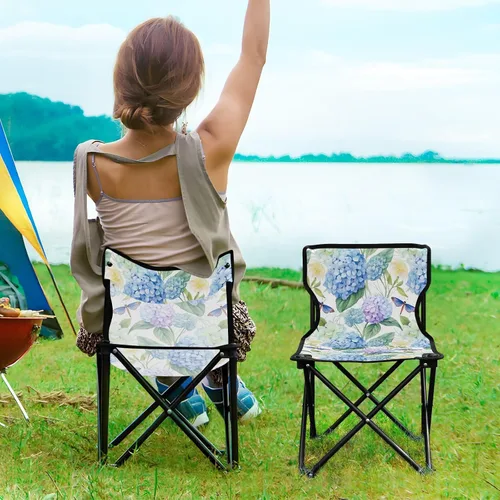 Vista 2 de Hortensias plegables al aire libre Sillas de camping de mariposa para adultos Silla de camping portátil Silla de césped ligera 202a5208