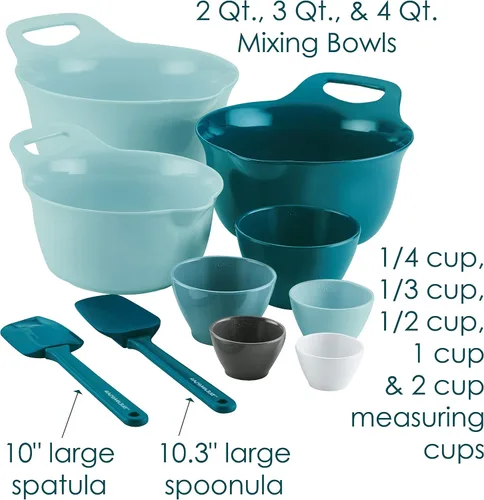 Vista 6 de Rachael Ray Juego de utensilios antiadherentes para hornear y mezclar y medir - 20 piezas