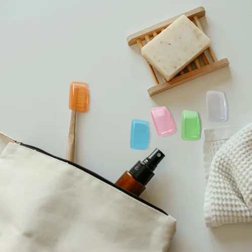 Vista 7 de 10 piezas de contenedores portátiles para cepillos de dientes de viaje, tapa de cepillo de dientes Tapas de cepillo de dientes convenientes