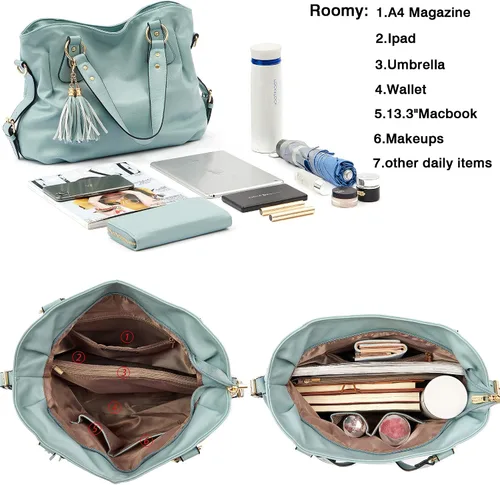 Vista 4 de Purse and Wallet set for Women Large Hobo Bags Female Fashion Tote Shoulder Bags Crossbody Wallets Satchel Purse Set