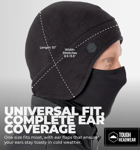 Vista 6 de Tough Headwear Skull Cap with Mask Men, Winter Running Gear, Motorcycle Winter Gear, Helmet Liners, Ski Hat, Thermal Beanie