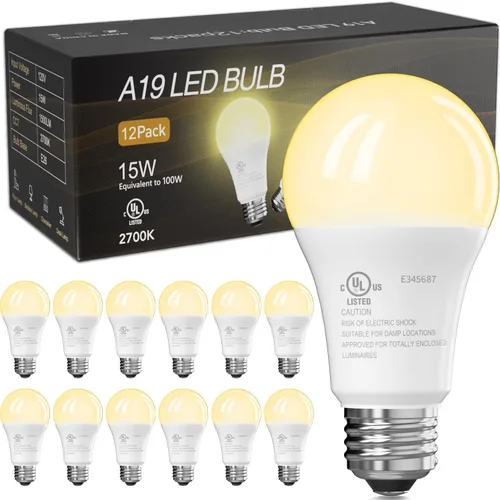 Vista 13 de Bombillas LED TJOY, equivalentes a 100 vatios A19, blanco cálido suave de 2700K, bombillas de ahorro energético con base estándar E26, 1500 lúmenes