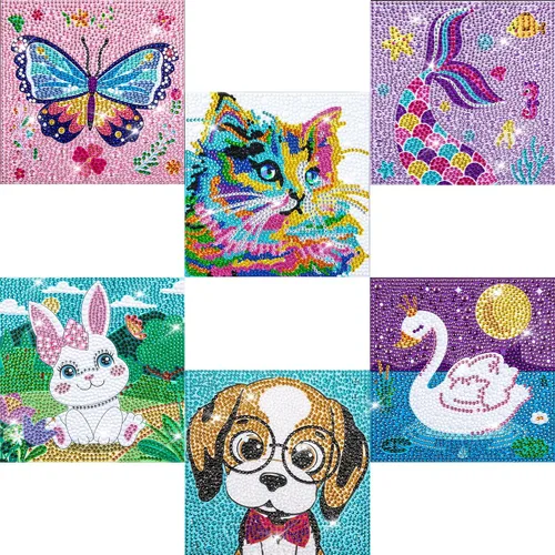 Vista 10 de QEUOYSS Kits de arte de diamantes 5D para niños principiantes, kits fáciles de artes y manualidades para niños de 8 a 12 años, juego de manualidades