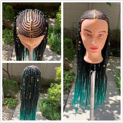 Vista 6 de Hairingrid Cabeza de maniquí de 26 a 28 pulgadas, para entrenamiento de peinado, cosmetología, cabeza de muñeca, pelo de fibra sintética y soporte
