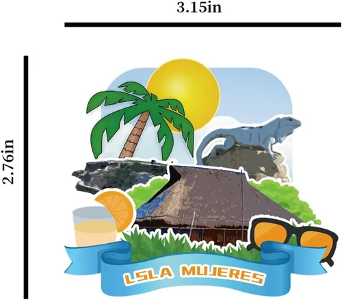 Vista 4 de Isla Mujeres Mexico - Imán de madera para nevera, colección 3D, madera 3D, hecho a mano, recuerdos de la ciudad, imán para nevera, decoración