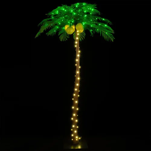 Vista 10 de TYBEEU Palmera iluminada de 1,5 metros con 136 luces LED con cocos brillantes - Atenuable, certificación UL, resistente al agua - Ideal