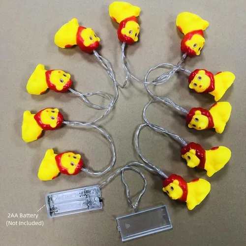 Vista 2 de Guirnalda de luces LED con forma de león con forma de animal de 5.4 pies, 10 luces LED de león con sombrero rojo, luces de hadas para decoración