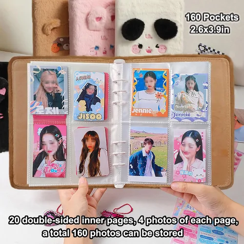 Vista 4 de Carpeta A5 de dibujos animados de felpa para tarjetas fotográficas con 20 fundas interiores de 3 pulgadas para álbumes de fotos en hojas sueltas