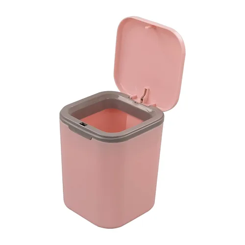Vista 10 de Morcte - Cubo de basura pequeño de 0.5 galones, mini bote de basura gris para escritorio Mini papelera de escritorio, tapa de botón