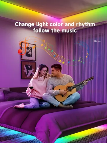 Vista 6 de TJOY BGRIC - Tira de luces LED de 16.4 pies, luces LED inteligentes compatibles con Alexa y Google Assistant, segmento de color DIY, luces LED WiFi