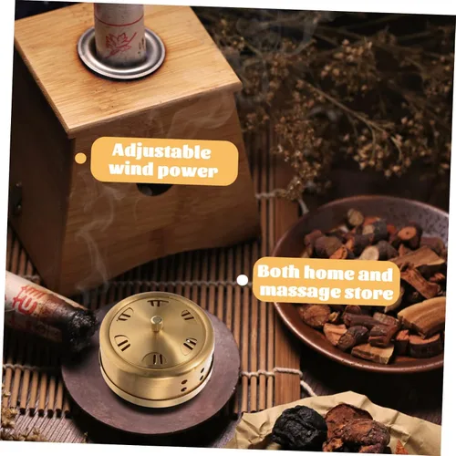 Vista 7 de Healeved Soporte de cobre del palillo de Moxa de la acupuntura sin humo de la caja de Moxibustión para el uso doméstico de la accupresión
