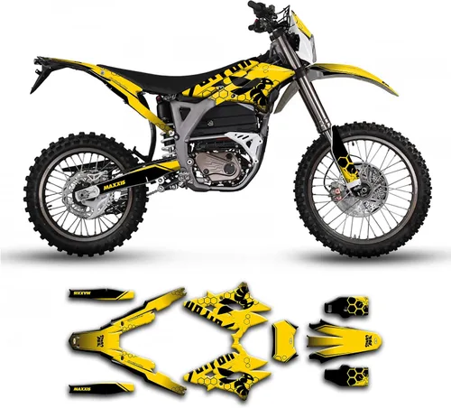 Vista 19 de SRSB21N003-KOR - Kit de calcomanías personalizadas para Surron Sur-Ron Storm Bee, negro y amarillo