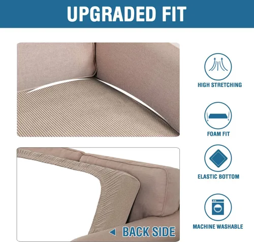 Vista 64 de H.VERSAILTEX Fundas de Cojín de Asiento Individuales Super Elásticas Fundas de Sofá Fundas de Cojín de Sofá Fundas Deslizables Juegos Tela de Sarga