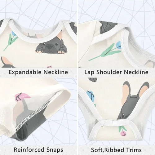 Vista 3 de vvfelixl Bodys de bebé de manga corta de algodón ropa de bebé para niños divertidos trajes de bebé para niñas 0-24 meses