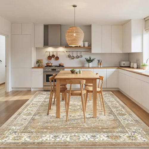 Vista 8 de befbee - Alfombra para sala de estar, lavable y resistente a manchas, con base antideslizante, ideal para dormitorio y cocina, decoración clásica