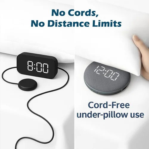 Vista 3 de REACHER Reloj despertador súper fuerte para personas de sueño pesado, adultos y adolescentes, reloj despertador vibratorio con vibrador de cama bajo