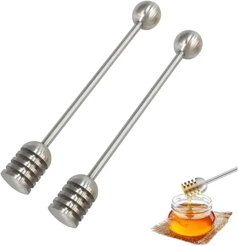 Vista 9 de Varita de miel de acero inoxidable, servidor de varita de miel de 6.3 pulgadas, palo de panal extraíble para dispensar miel, recuerdos de fiesta
