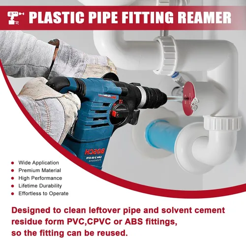 Vista 11 de Escariador de tubería de PVC, kit ahorrador de accesorios de tubería de PVC de plástico de 6 piezas que se adapta a taladros estándar de 1/2