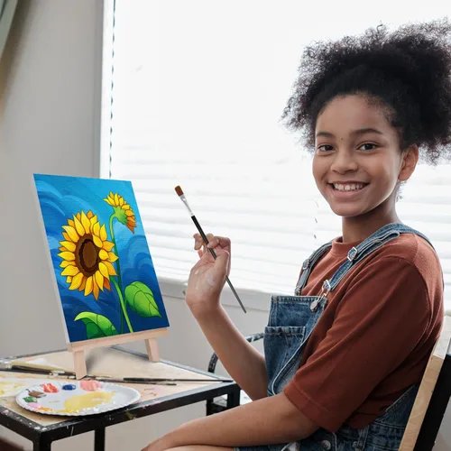 Vista 3 de VOCHIC Kit de pintura y sorbo Kit de pintura de lienzo predibujado para adultos y niños, kit de suministros de fiesta de pintura de lienzo