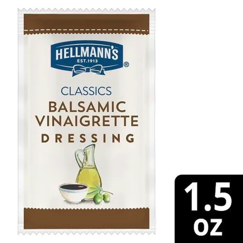 Vista 5 de Hellmann's Classics Balsámico Vinagreta Ensaladera de Vinagreta Control de Porciones Bolsitas Sin Gluten Sin Sabores Artificiales ni Jarabe de Maíz