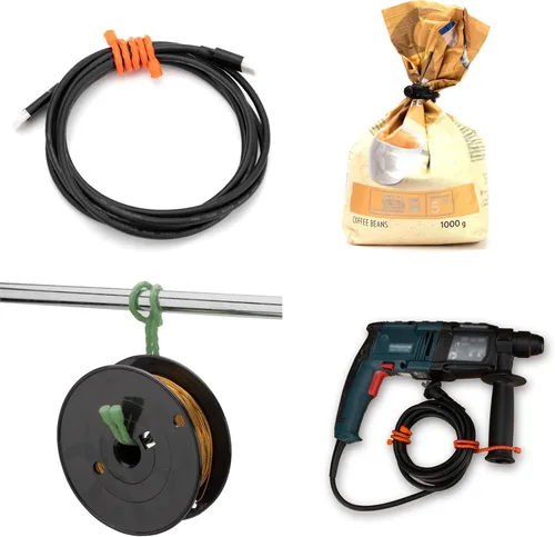 Vista 4 de 20 PCS bridas de silicona para cables, reutilizables, de goma con torsión, flexibles, con núcleo de acero, para agrupar y sostener, ataduras