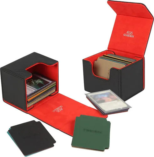 Vista 7 de AEGIS GUARDIAN Commander - Caja mágica de cubierta para CCG TCG con capacidad para más de 100 tarjetas con mangas, caja de cuero para tarjetas 1-1