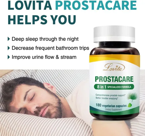 Vista 5 de Lovita Prostate Health, suplementos de próstata 8 en 1 exclusivos para hombres con palma enana americana 500 mg, ortiga, licopeno, previene